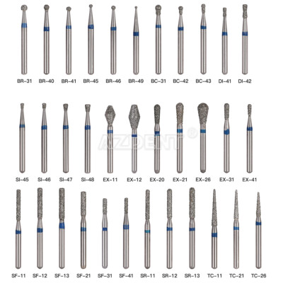AZDENT Dental Diamond Burs For High Speed Handpiece Medium Friction Grip 1.6mm