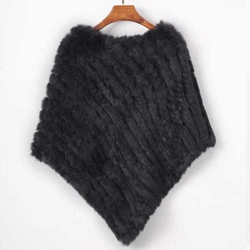 Real Farm Rabbit Fur Knitted Poncho Vest Wrap Shawl Lady Party Wholesale Fashion - Picture 18 of 22
