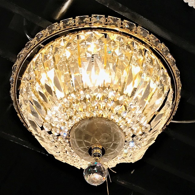 Elegant V2528f48g Rc Tranquil 33 Light Gold Flush Mount Clear