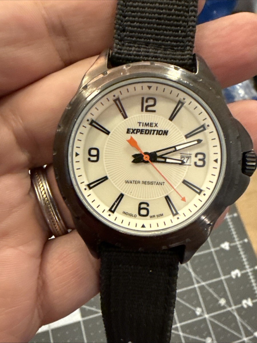 Timex Expedition Rugged Watch Men T49909 48mm Date Leather Band