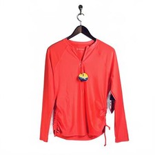 Comfortable UPF 50 Coral Long Sleeve Swim Shirt- Read