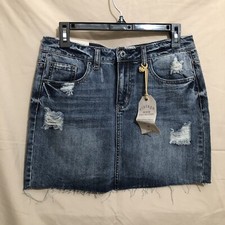 Vanilla Star Juniors' Cotton Ripped Denim Mini Skirt Size 9