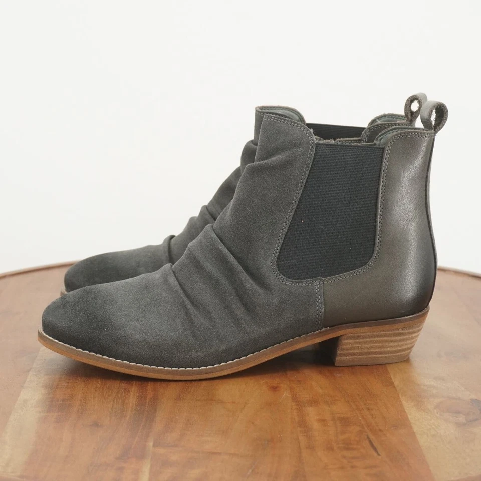 Softwalk женщин Rockford ботильоны собранными в Рюш серый кожаный блок каблук молнии 9 М - Изображение 4 из 4