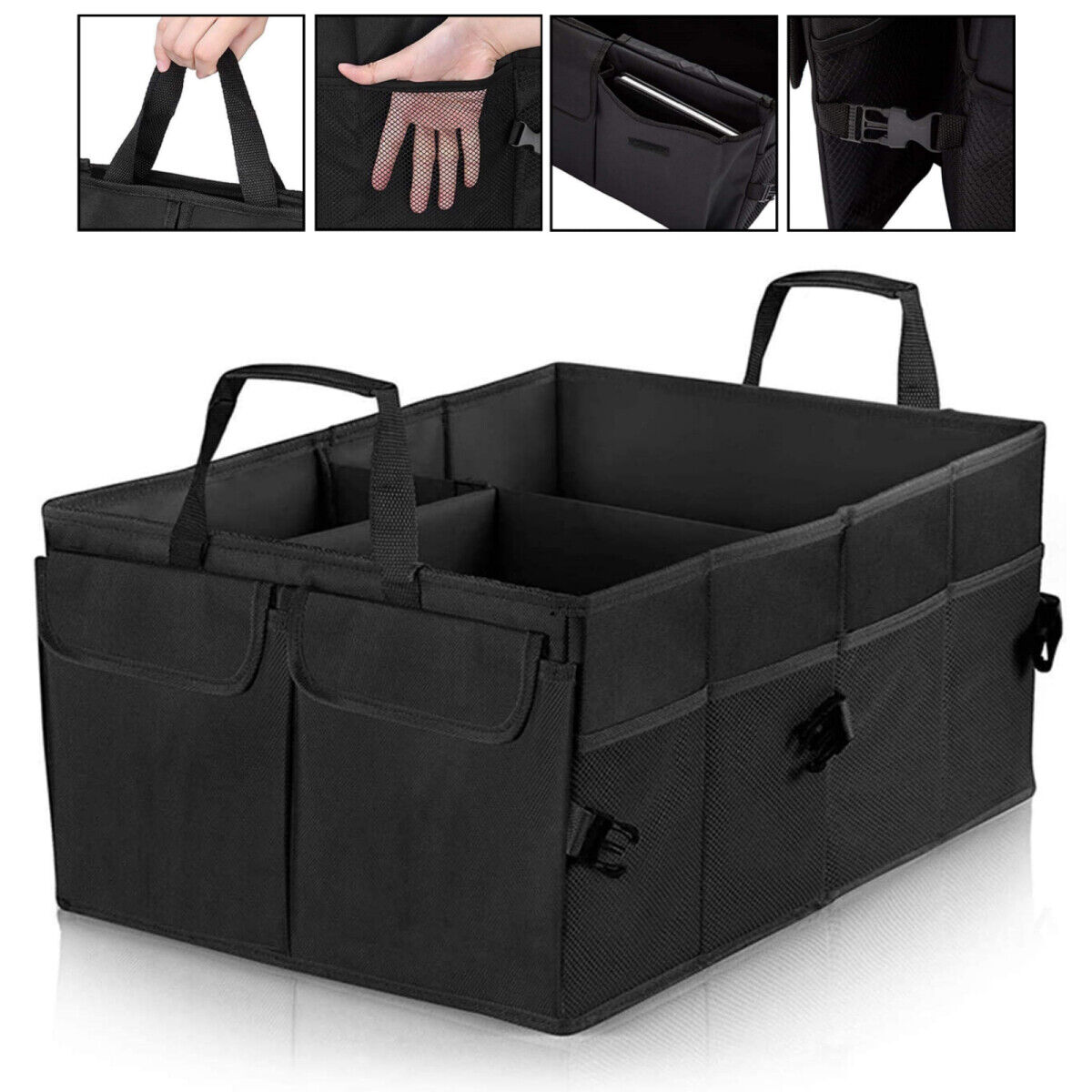 Kofferraumtasche mit Klett und Druckknopf schwarz
