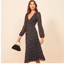 Reformation Joy Midi Dress Black Posie Floral Open Back 4 Cottagecore Coquette