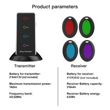 Key Finder Set With 1 Transmitter 4 Receivers Perfect for Keys, Phones, Wallets