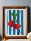 Cherries Original One of a Kind Acrylic Mini Painting Striped Fruits Collection — photo 6