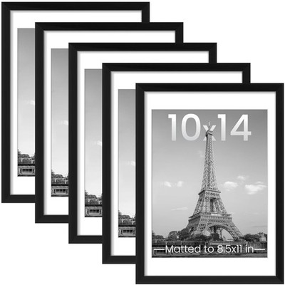 Multi-Pack 10x14 Black Frames, Set of 5, Wall Display..