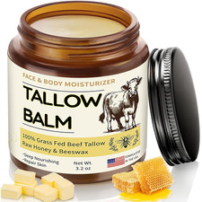 Beef Tallow for Skin, Organic Whipped Tallow and Honey Balm, Grass Fed Beef Tall