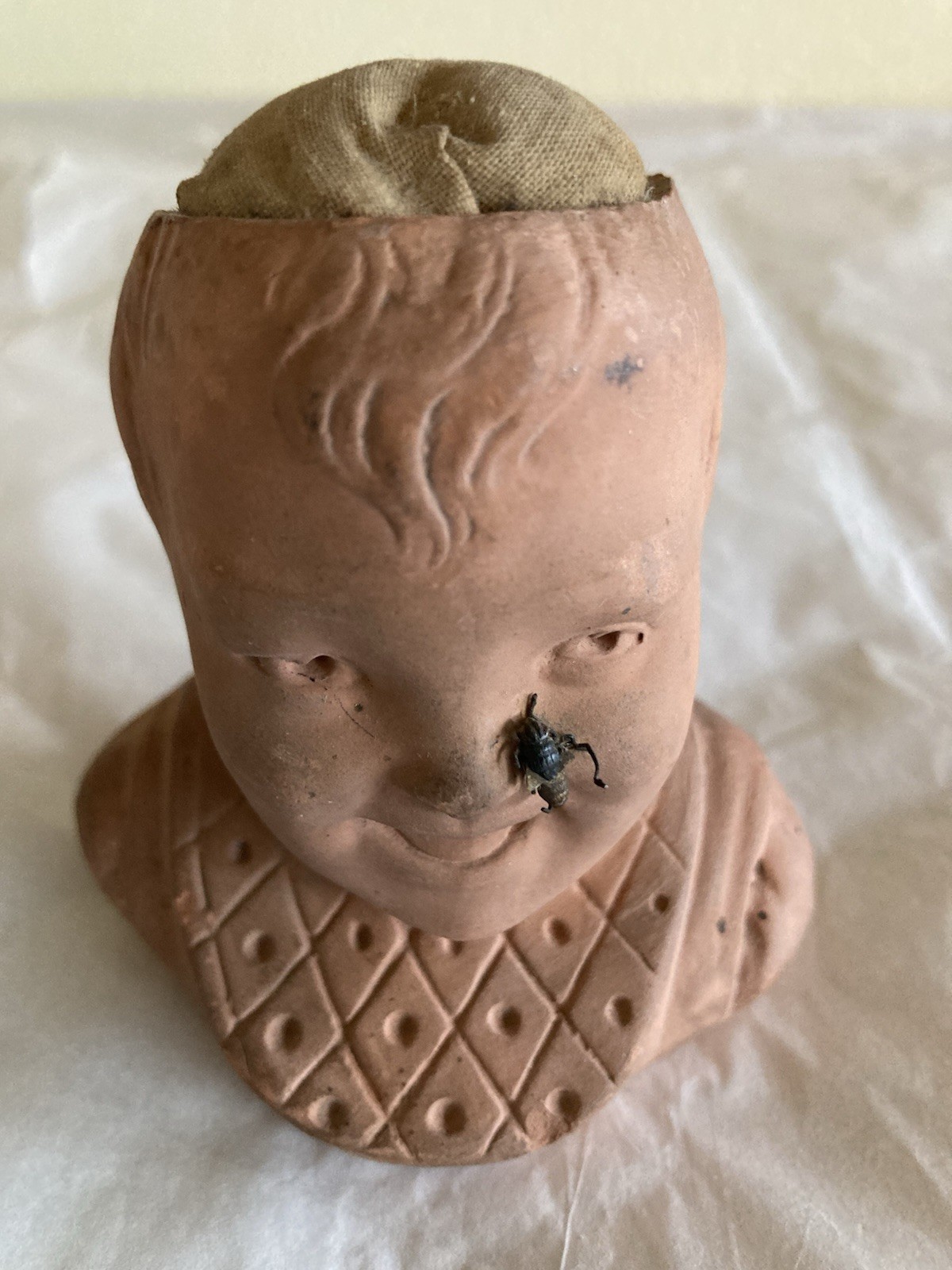 Antique Rare GEORGES DREYFUS Paris 1900 Couture/Limoges Earthenware Needle Spike