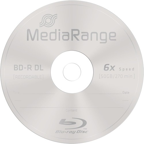 MediaRange MR507 BD-R DL 50GB 6x (10) Cake Box once writable Cake 10 Labelled - Photo 3/3