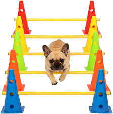 Dog Agility Hurdle Cone Set, 10Er 12.5Inch Color Agility Cones and 5Er 31.5Inch