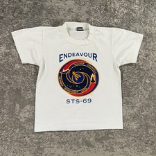 VTG NASA Shirt Boys 10 / 12 White Endeavour Space Mission STS 69 Made In USA 90s