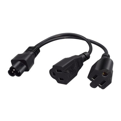 Double Output IEC320 C6 Input To NEMA 2X 5-15R Power Cord 30Cm Short Cord