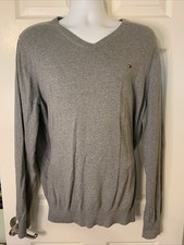Tommy Hilfiger Gray V Neck Sweater, Size XL