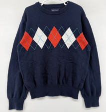 The Children's Place Boys Argyle Knit Sweater Navy Red White Size M 7/8