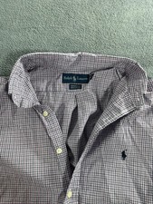 Ralph Lauren Dress Shirt Mens 17 Purple Check Yarmouth Classic Fit Long Sleeve