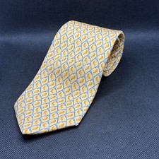 Brooks Brothers Country Club Yellow Fishing Pattern Tie Made in USA 60" x 3.5"