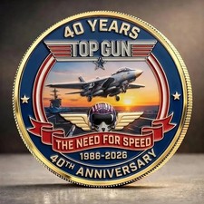 Top Gun 40th Anniversary Coin The Need For Speed F-14 Tomcat Gold Challenge Coin
