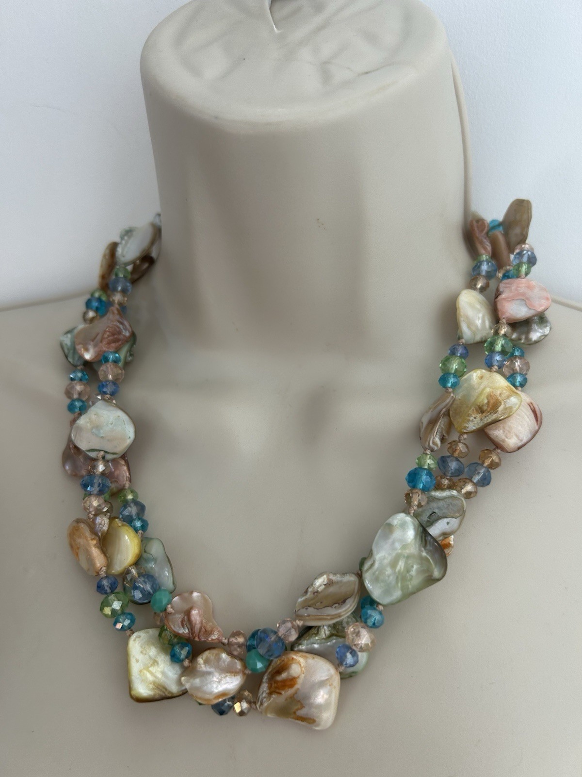 Collar Length Multi Strand Multicoloured Nugget S… - image 5