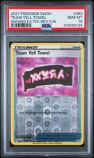 2021 POKEMON SWORD & SHIELD SHINING FATES TEAM YELL TOWEL-REVERSE FOIL PSA 10