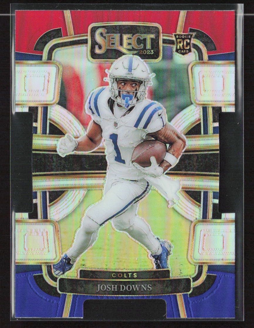 Josh Downs 2023 Panini Select #44 Red and Blue Prizms Die Cuts