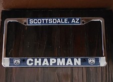 Vintage Chapman Dealer License Plate Frame Scottsdale Arizona
