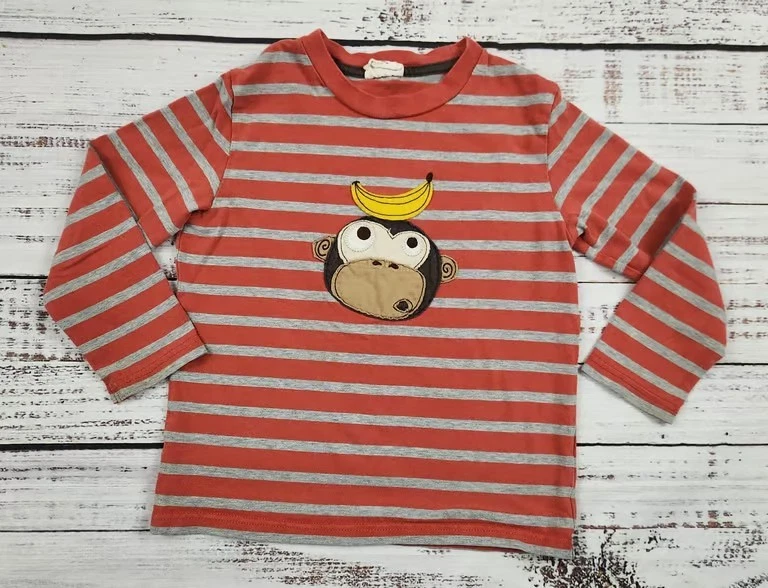 Vintage Y2K - Mini Boden Striped Long Sleeve Monkey Banana Applique Shirt - Image 2 of 4