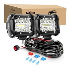 LED Light Bar 2PCS 60W 4 Inch Flood Spot Combo White 2PCS with Wiring Harness