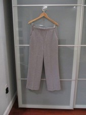 St. John Gray Wool Blend Knit Flat Front Wide Leg Pants Size 8