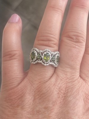 NYC II Sterlingsilber italienischer Vesuvianit, grüner Turmalin & weißes Zikon Ring