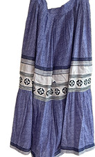 VINTAGE MICCOSUKEE SEMINOLE NATIVE AMERICAN INDIAN HANDMADE BLUE PATCHWORK SKIRT