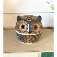 Mid Century OWL Cone Incense Burner Ceramic Stoneware Figurine, Made In Japan