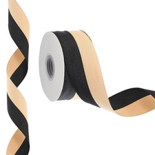 9.8 Yards x 1.5" Christmas Striped Ribbon, Ribbon Candy Roll, Black Khaki