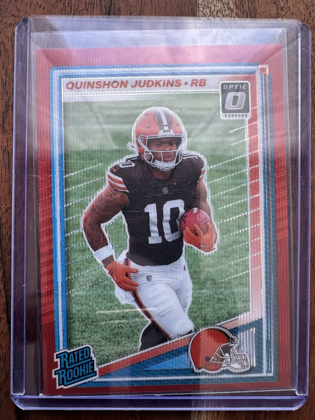 2025 Donruss - Rated Rookie Quinshon Judkins #330 Optic Preview Red Wave (RC)