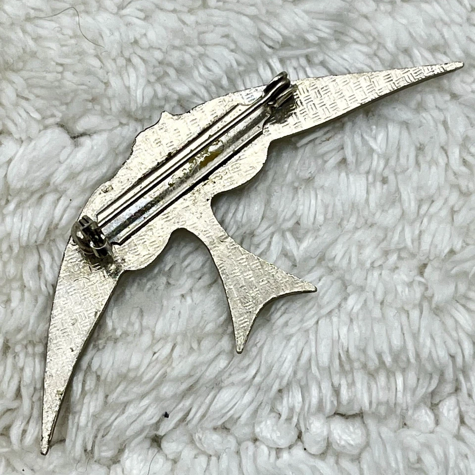 Art Nouveau Style Swallow Bird Brooch Multicolor 3" - Image 3 of 4