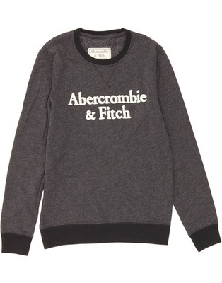 ABERCROMBIE & FITCH Mens Graphic Sweatshirt Jumper Small Grey Cotton AA10