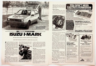 1985 Popular Mechanics Isuzu I-Mark Test Drive Article 104 Octane Boost Ad