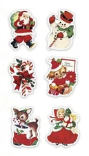 40 PCs 1” Vintage Christmas Stickers Small Business Envelope Seals Gifts Crafts