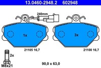 ATE Bremsbelagsatz, Scheibenbremse 13.0460-2948.2 Passend FüR Fiat Lancia
