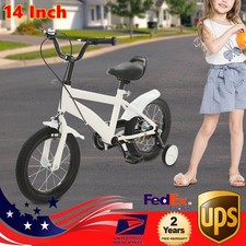 14" White Bike Boys Girls Bicycle with Training Wheels For 3/4/5/6 Years Old
