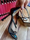 OFF-WHITE LOLLIPOP BLACK PATENT 3 STRAP HIGH HEEL W/FLAW MISSING BALL SZ 36 $860 — photo 5