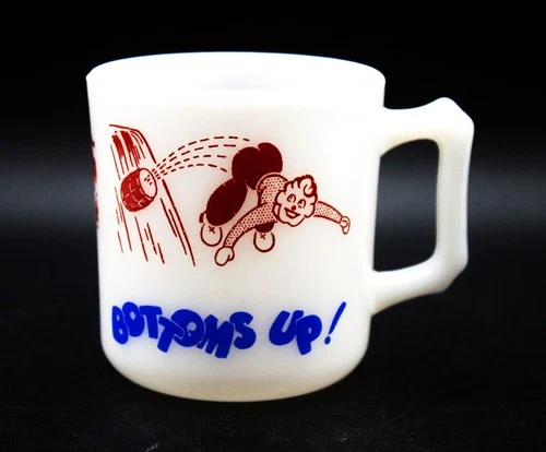Vintage 1950'-60's Hazel Atlas Milk Glass Niagara Falls Bottoms Up Souvenir Mug