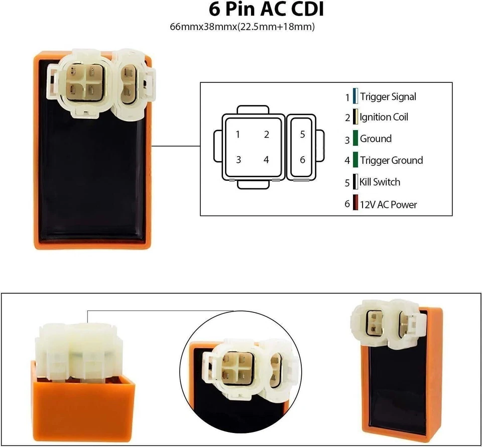 Caja Racing CDI de 6 pines + bobina de encendido y bujía para ciclomotor scooter GY6 50-150cc Foto 2 de 4