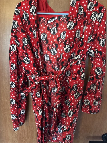 Disney Girls Red Minnie Mouse Belted Bath/night Robe Size youth 12/13 Pockets - Picture 2 of 5