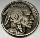 1923 S Buffalo Nickel Fine Better Date US Coin 5 Cents - 0076