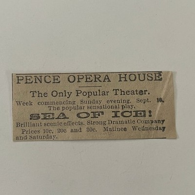 Pence Opera House The Only Popular Theater 1886 Minneapolis Clipping SAI8-S11