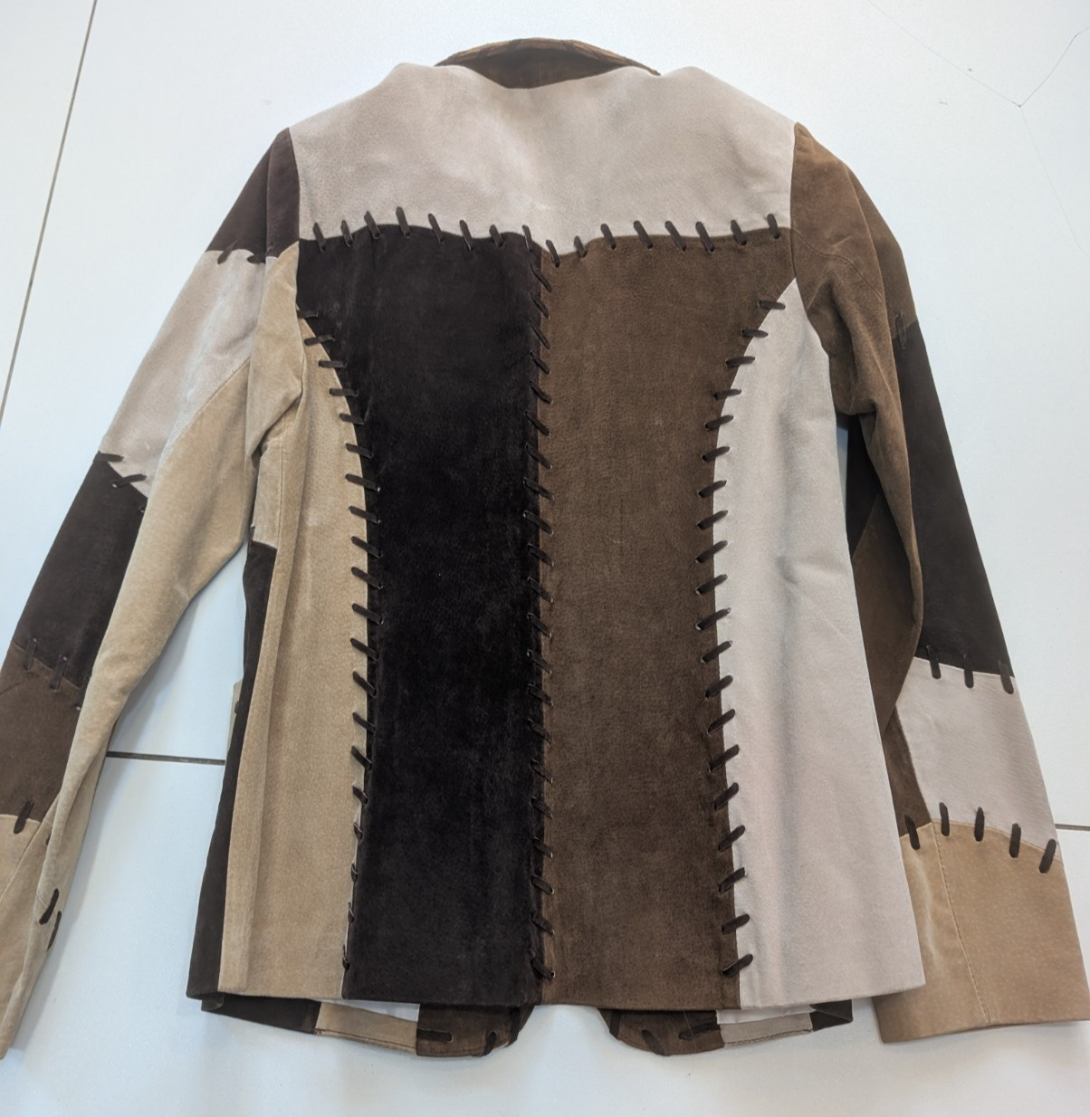 REAL SUEDE Patchwork Woman's  Jacket Size Small -… - image 11