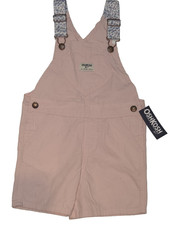 OshKosh B'gosh Vestbak Pale Pink Bib Shorts Overalls Size 5T Heart Pocket NEW