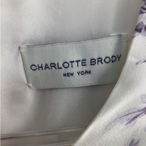 Charlotte Brody Silk Dress Womens Sz Large Custom White Purple Floral Sleeveless - Picture 5 of 7